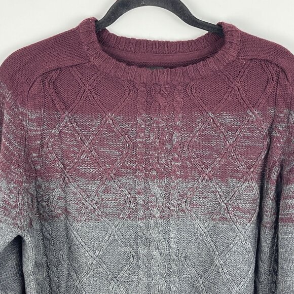 Burnside Sweater Size M Gray Long Sleeve Crew Neck Cable Knit Acrylic - Picture 2 of 9